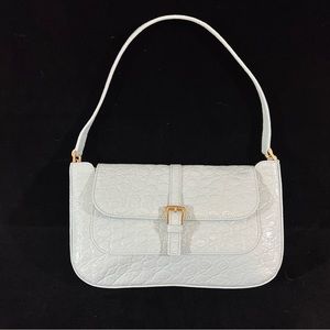 By Far Miranda Leather Croco Embossed Shoulder Bag Color Ice (very light blue)